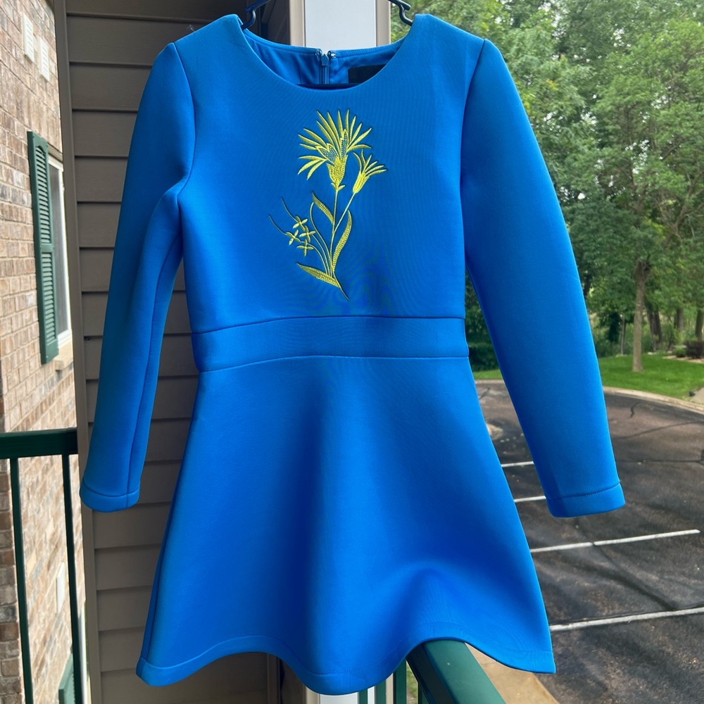 🆕🦋🌼 Cynthia Rowley Electric Blue Embroidered Fit & Flare Mini Dress Size 6 Prom - Picture 3 of 13